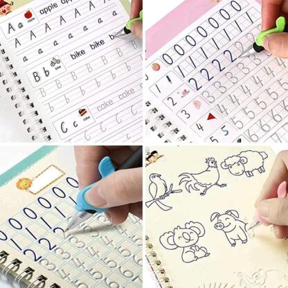 Sank Magic Book for Kids 2-5years - 4 Books +1 Pen+10Refill- Reusable Magical Book Drawing Alphabet Writing Practice Book - Image 3