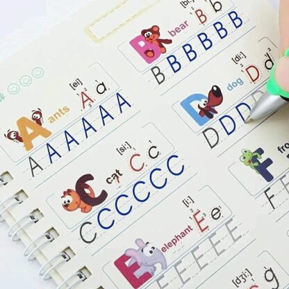 Sank Magic Book for Kids 2-5years - 4 Books +1 Pen+10Refill- Reusable Magical Book Drawing Alphabet Writing Practice Book - Image 6